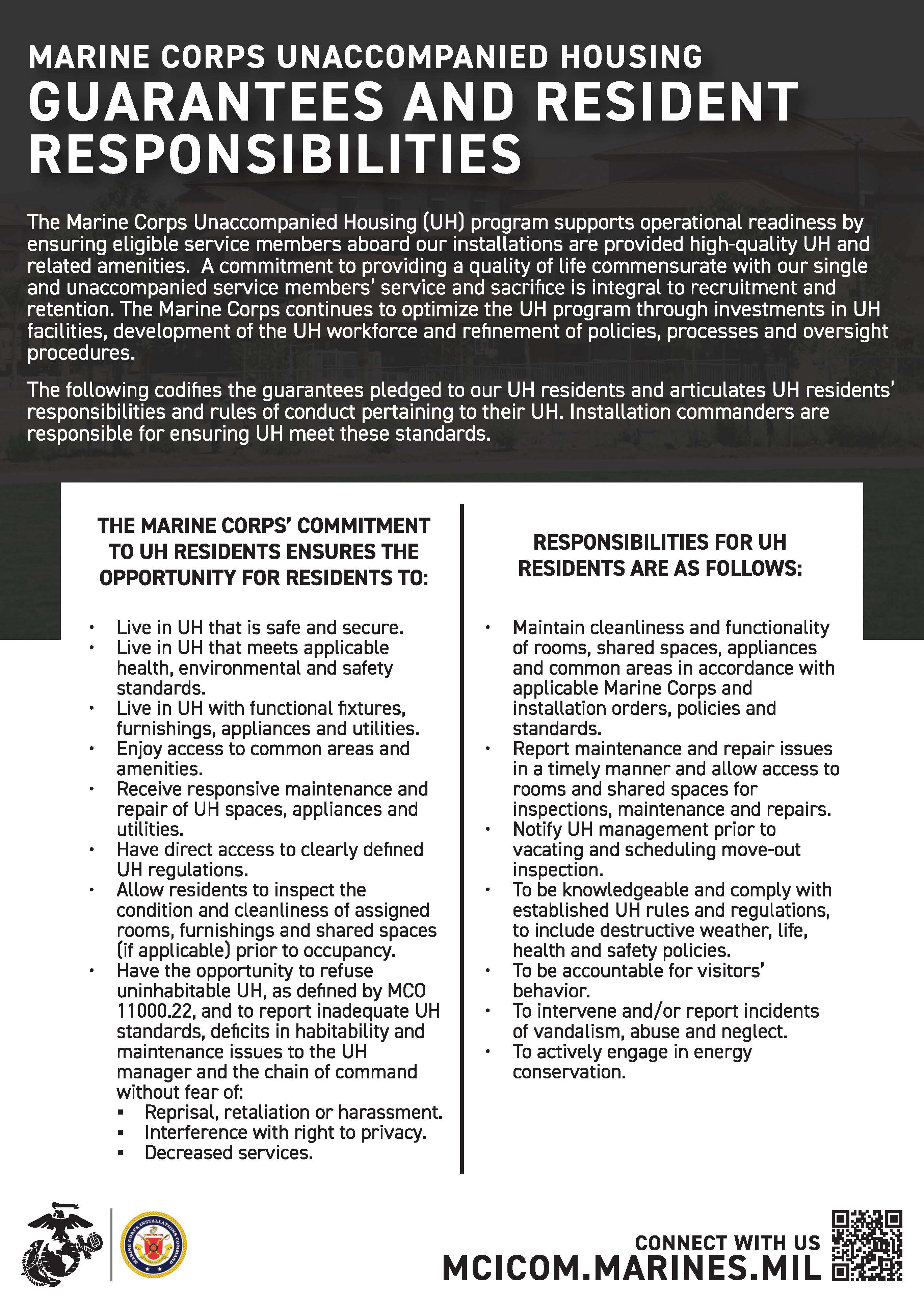 Unaccompanied Housing Guarantees and Resident Responsibilities Unaccompanied Housing Guarantees and Resident Responsibilities